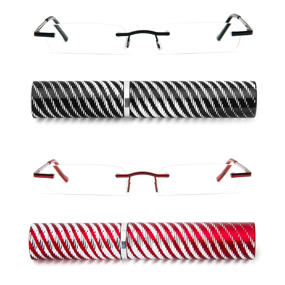 小物 Less than human OkaOde 5188 DXYXYO Mini Rimless Reading Glasses for Women Men, 2 Pack